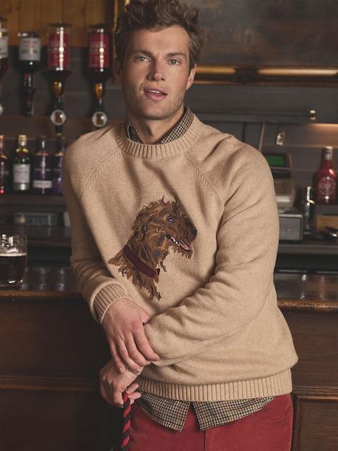 Joules Irish Wolf Hound Oatmeal Crew Neck Jumper