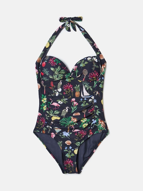 joules Jasmine Navy Blue Halter Neck Swimsuit