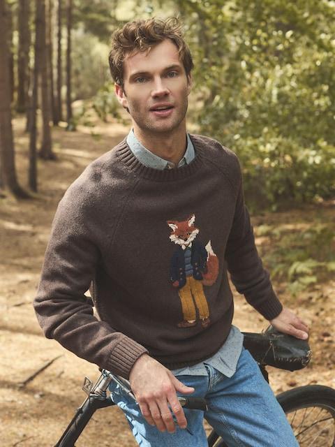 Joules Jonty Brown Crew Neck Jumper