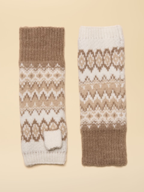 Joules Kara Neutral Fingerless Fairisle Glove