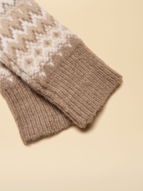 Joules Kara Neutral Fingerless Fairisle Glove