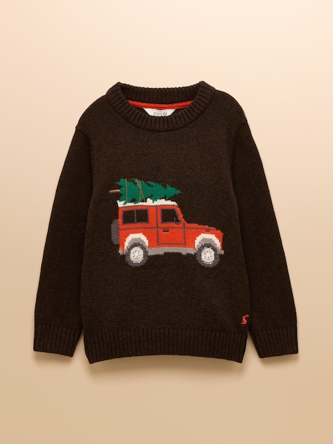 Joules Kids' Cracking Brown Intarsia Knit Jumper