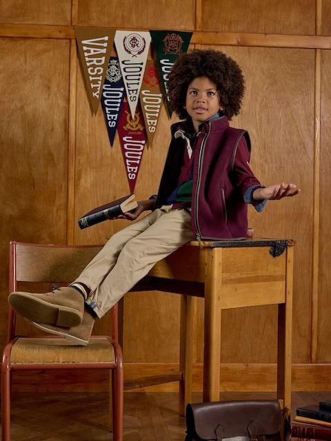 joules Kids' Heritage Burgundy Fleece Gilet