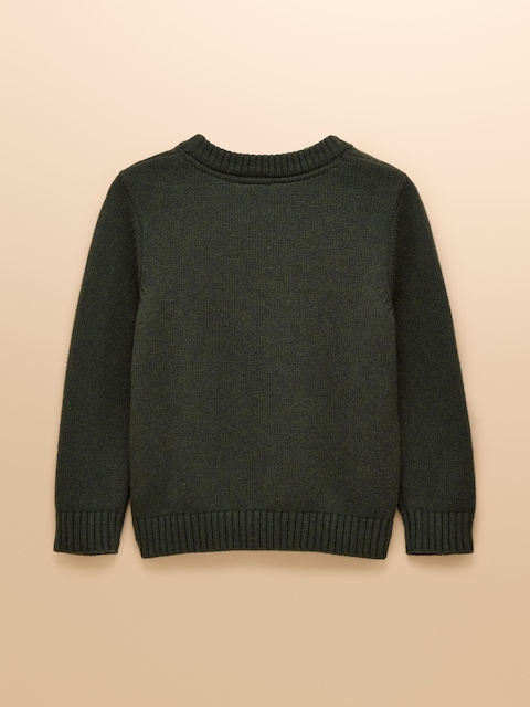 Joules Kids' Jonty Fox Green Knitted Jumper