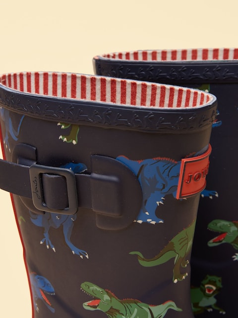 joules Kids' Navy & Red Dinosaur Printed Wellies