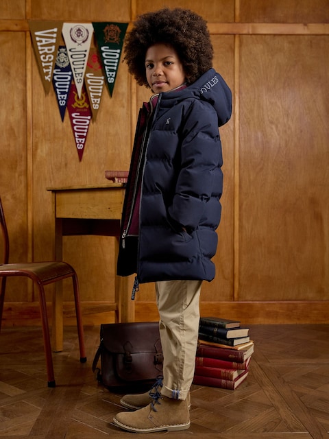 joules Kids' Padwell Navy Waterproof Padded Coat
