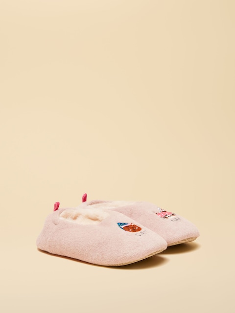Joules Kids Slippet Pink Embroidered Slipper
