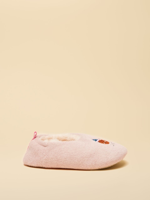 Joules Kids Slippet Pink Embroidered Slipper