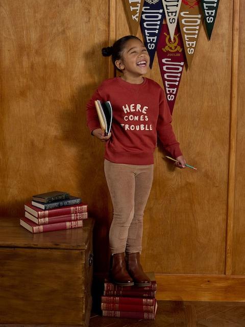 Joules Kids' Sundaze Rust Red Crew Neck Sweatshirt