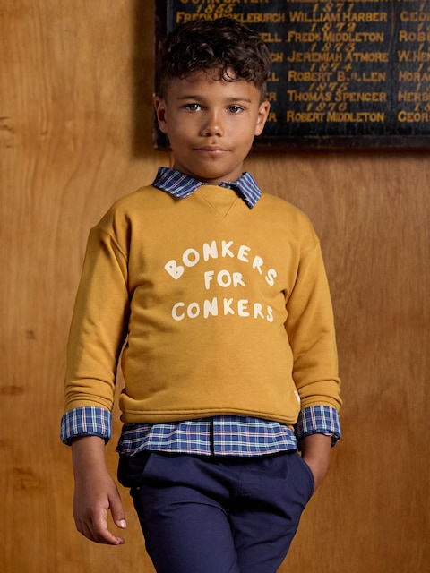 Joules Kids' Sundaze Yellow Crew Neck Sweatshirt