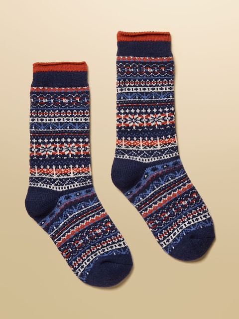 Joules Kids' Wader Navy Fair Isle Welly Socks