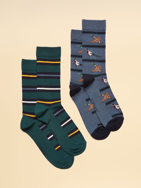 Joules Kingsbury Blue/Green 2 Pack Socks