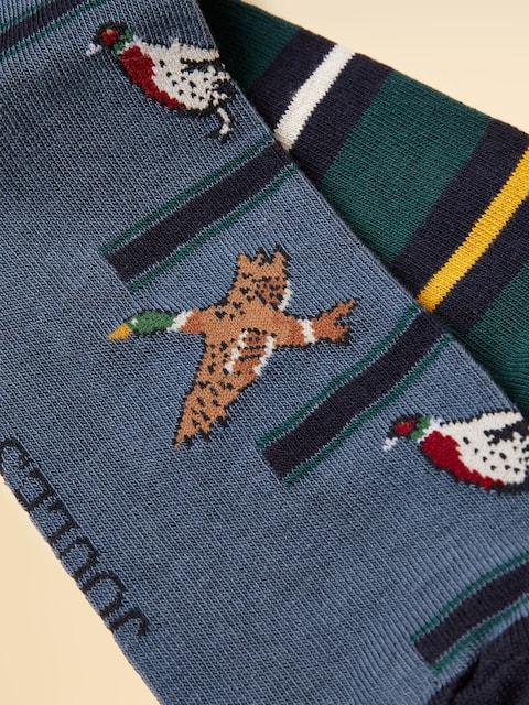 Joules Kingsbury Blue/Green 2 Pack Socks