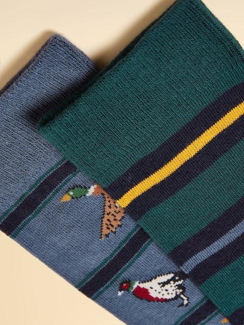 joules Kingsbury Blue/Green 2 Pack Socks