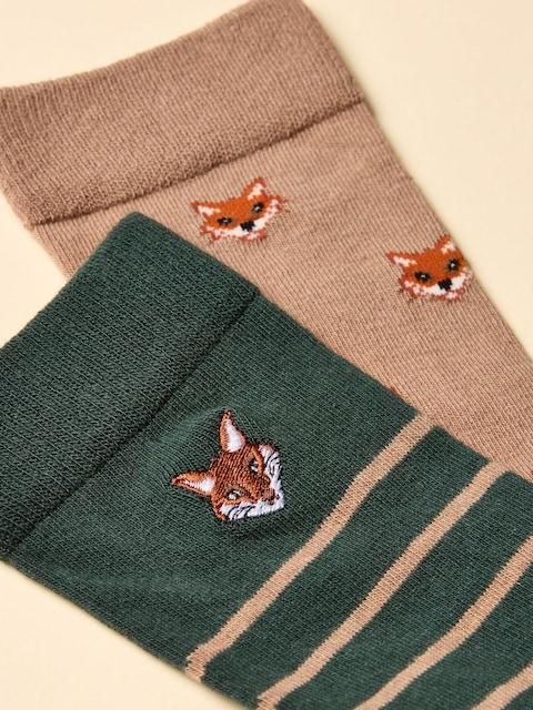 Joules Kingsbury Green/Orange 2 Pack Socks