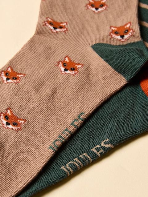 joules Kingsbury Green/Orange 2 Pack Socks
