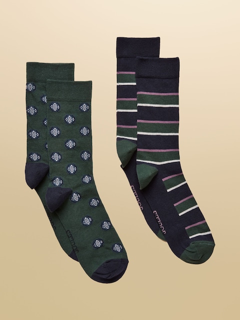Joules Kingsbury Multi Green 2 Pack Socks