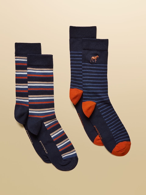 Joules Kingsbury Navy/Ginger 2 Pack Socks
