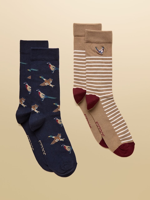 Joules Kingsbury Tan/Navy 2 Pack Socks