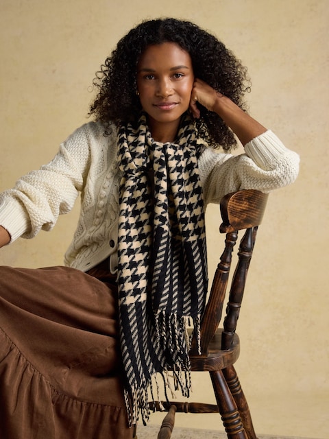 Joules Langtree Black/Tan Large Unisex Scarf