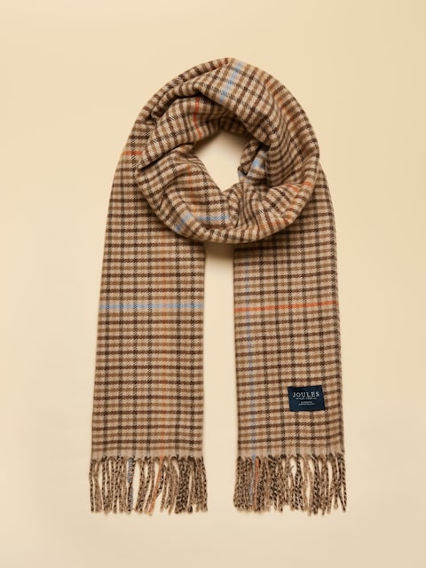 Joules Langtree Brown Check Large Unisex Scarf