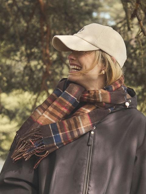 Joules Langtree Check Brown Scarf