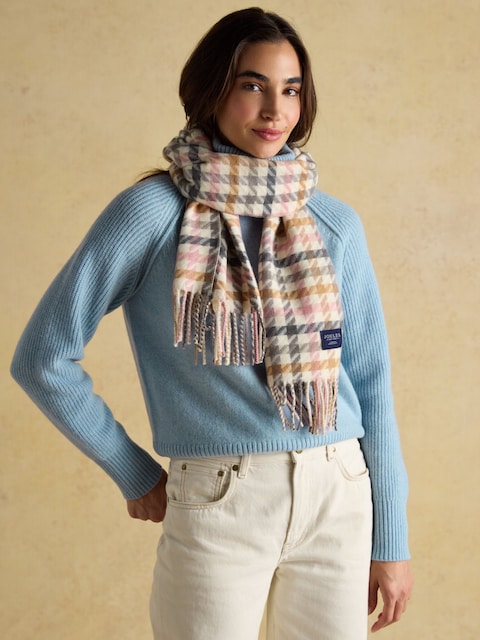 Joules Langtree Pink/Oatmeal Large Unisex Scarf