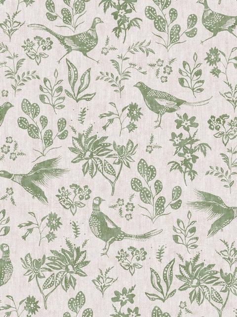 Joules Linen Green Pheasant Print 10M Wallpaper