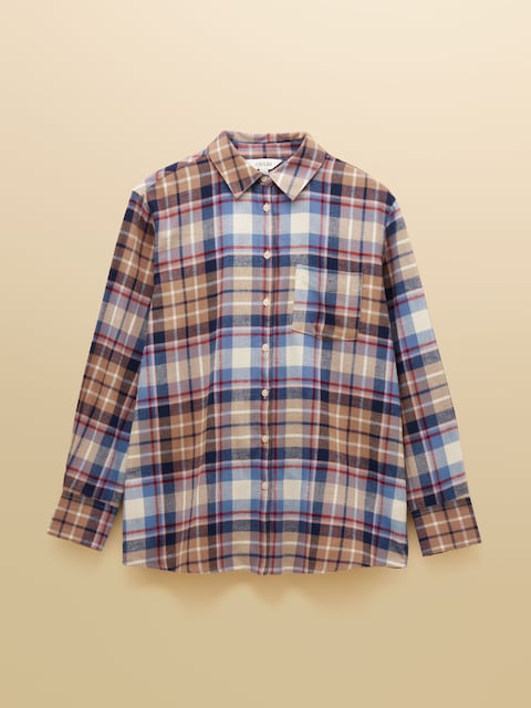 joules Lorena Blue Brushed Cotton Shirt