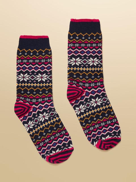 Joules Lucille Navy Fair Isle Cotton Blend Socks