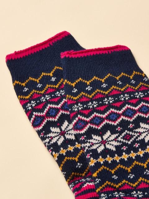 Joules Lucille Navy Fair Isle Cotton Blend Socks