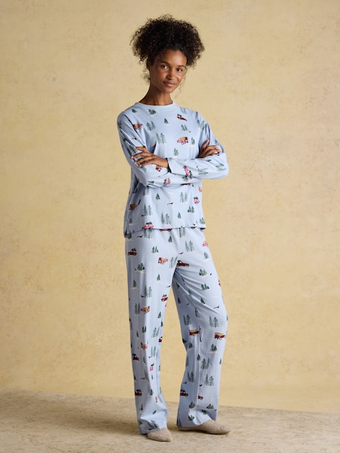 Joules Lyla Blue 4x4 Jersey Cotton Pyjama Set