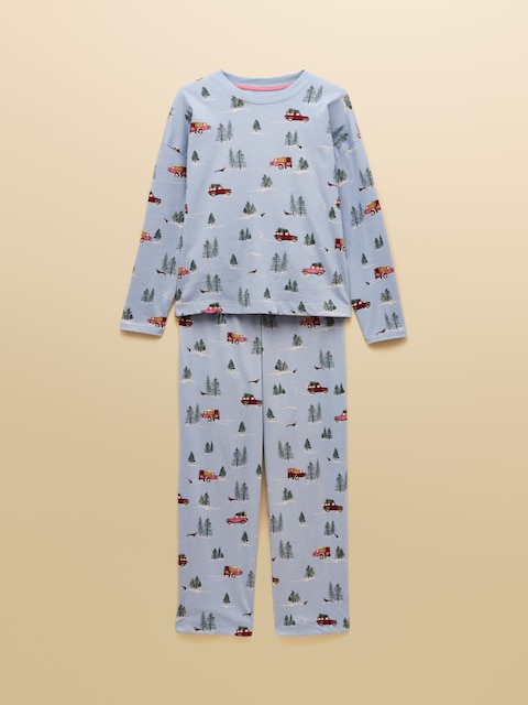 joules Lyla Blue 4x4 Jersey Cotton Pyjama Set