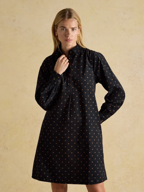 Joules Maple Black Cord Shirt Dress