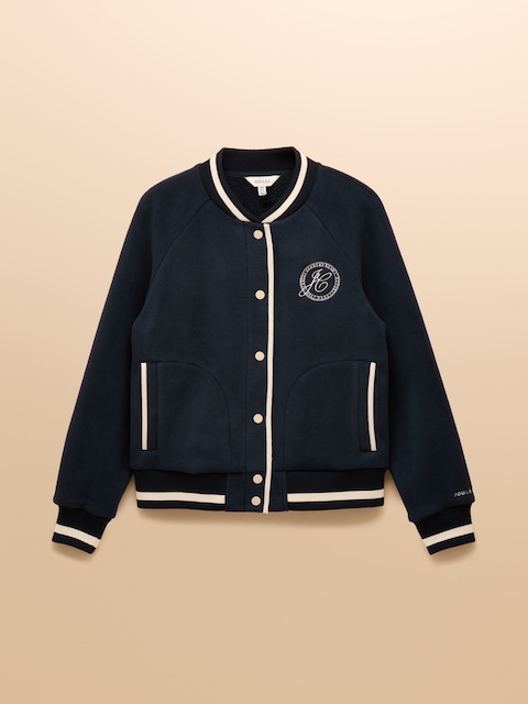 joules Margot Navy Varsity Fleece Bomber Jacket