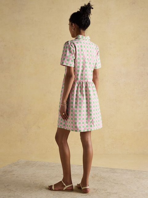 Joules Martha Pink/Green Short Shirt Dress