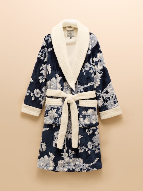 joules Matilda Navy Floral Fleece Dressing Gown
