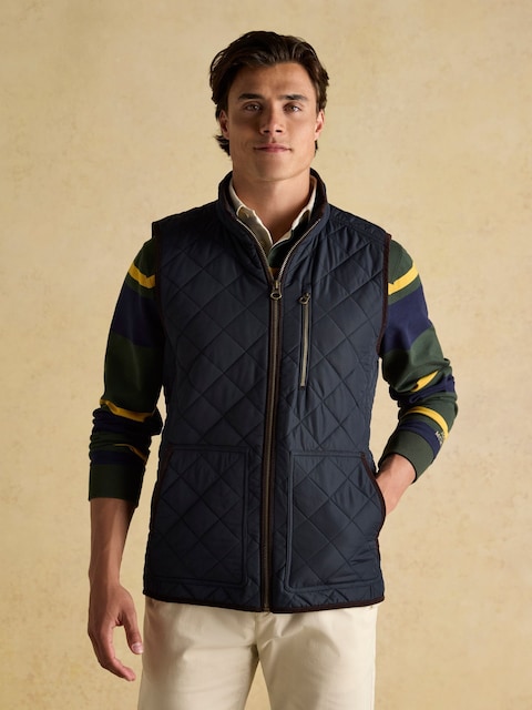 Joules Maynard Navy Diamond Quilted Gilet