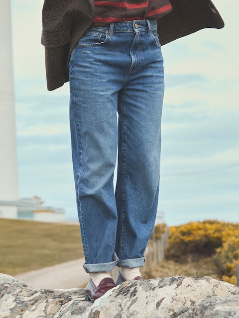 Joules Mid Indigo Blue Relaxed Fit Mid Rise Jeans