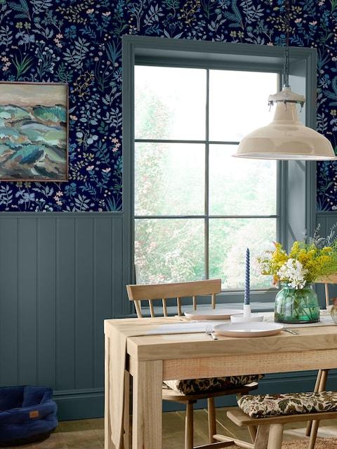 Joules Navy Blue Holcombe Floral 10M Wallpaper