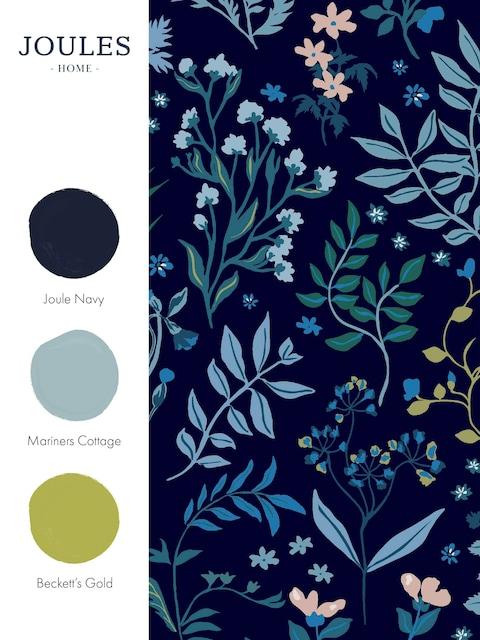 joules Navy Blue Holcombe Floral 10M Wallpaper