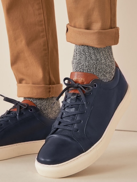 joules Navy Blue Leather Trainers