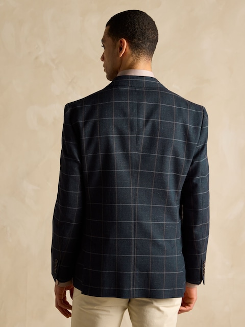Joules Navy Slim Fit Check Blazer