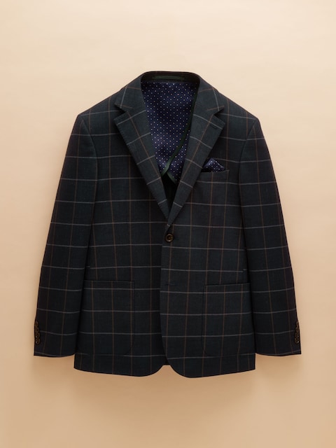 joules Navy Slim Fit Check Blazer