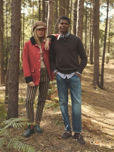 Joules Navy Stripe Straight Fit Mid Rise Jeans