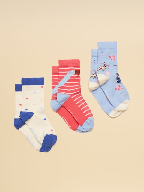 Joules Neat Feet Blue/Pink 3 Pack Socks
