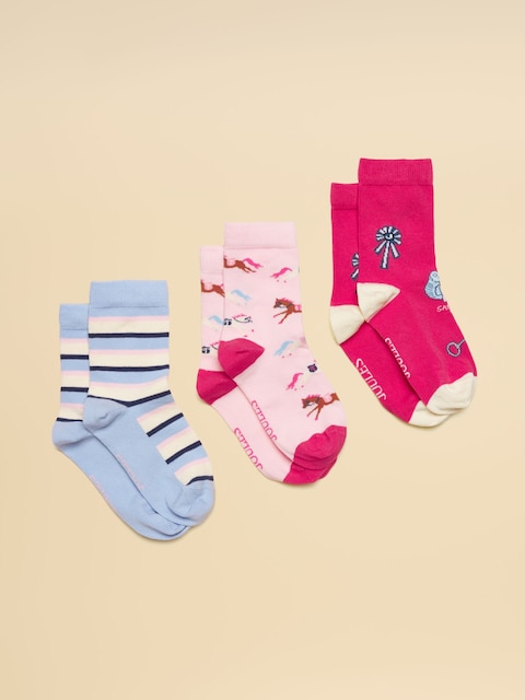Joules Neat Feet Bright Pink 3 Pack Socks