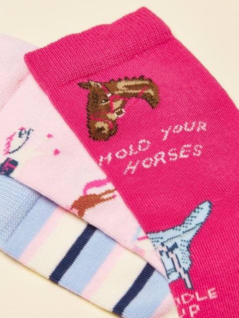 Joules Neat Feet Bright Pink 3 Pack Socks