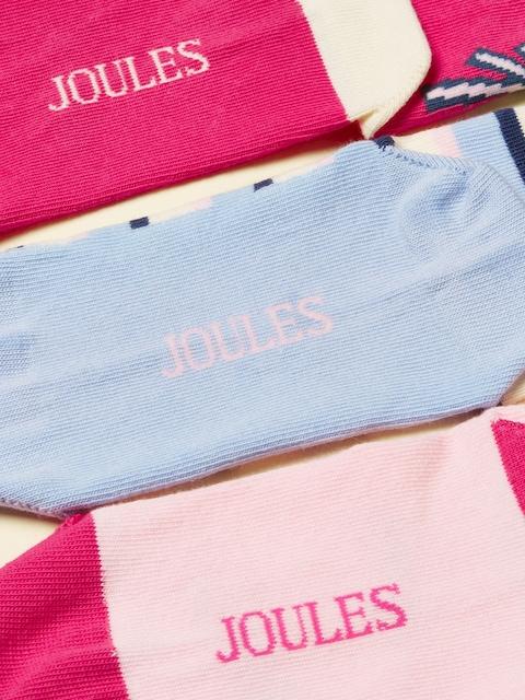 joules Neat Feet Bright Pink 3 Pack Socks