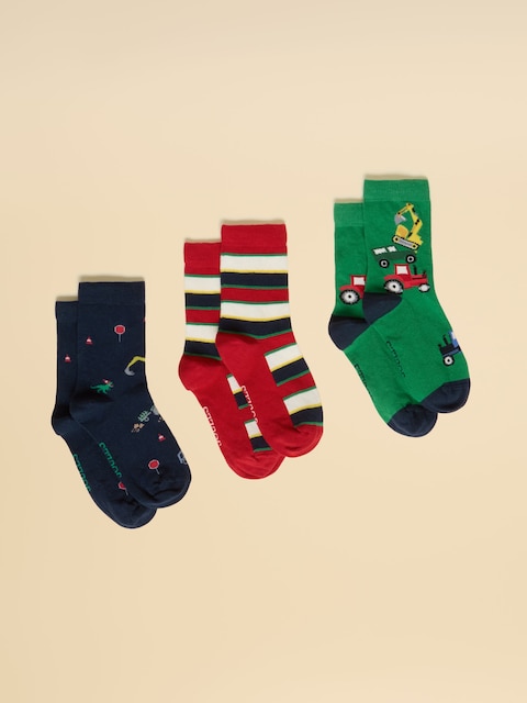 Joules Neat Feet Green/Navy 3 Pack Socks